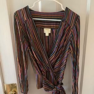 Anthropologie striped wrap blouse